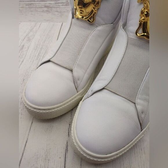 Versace Sneakers Shoes White Gold Medusa SZ 39 1/2 Women's - Picture 4 of 16